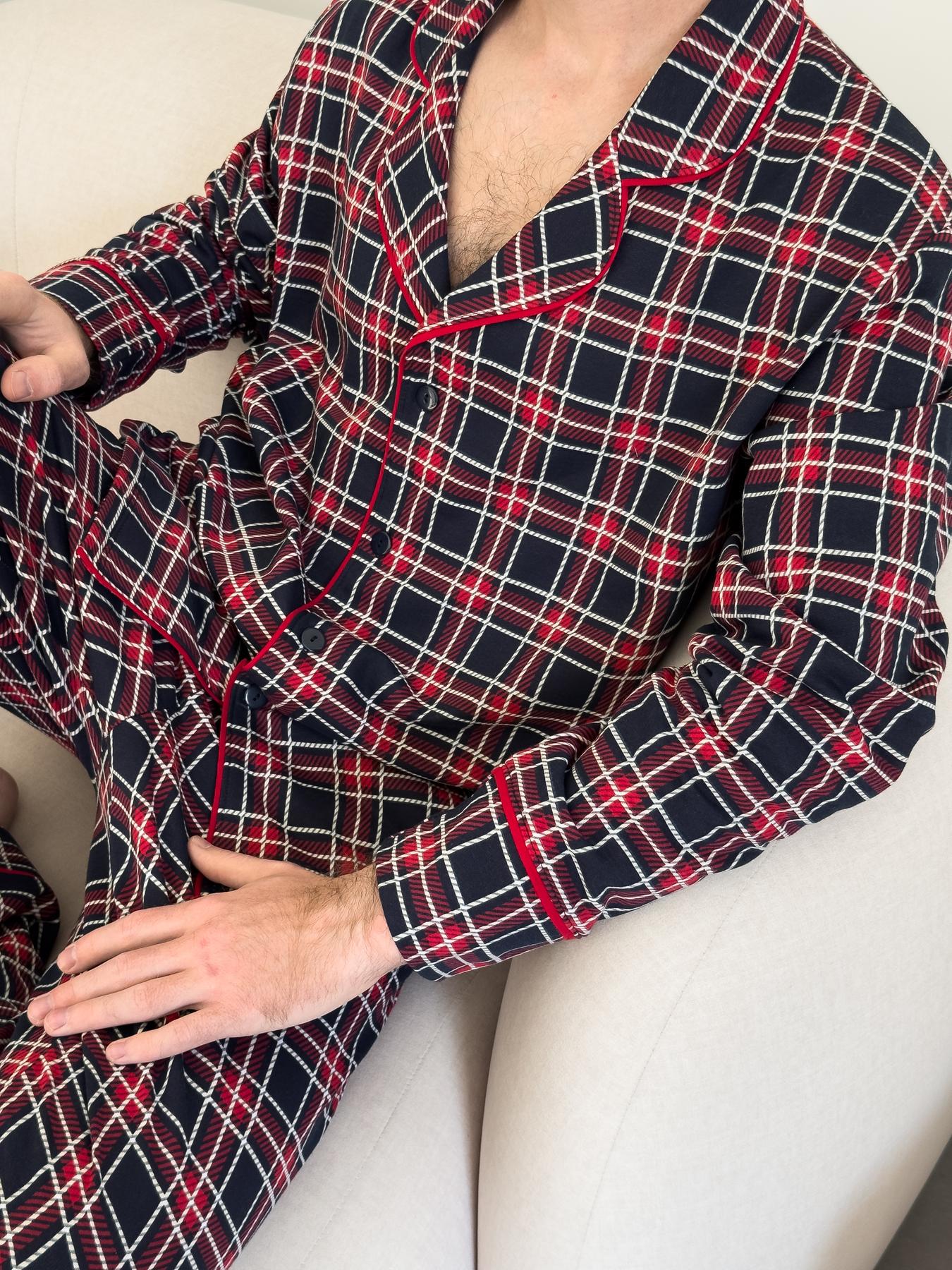 Мужская теплая пижама COSY с начесом Oxford L Красный (KMW40) - фото 4 Мужская теплая пижама COSY с начесом Oxford L Красный (KMW40) - фото 4