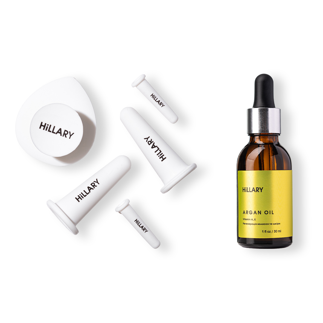 Набор Вакуумных банок для массажа лица Hillary аргановое масло (HI-11-066)