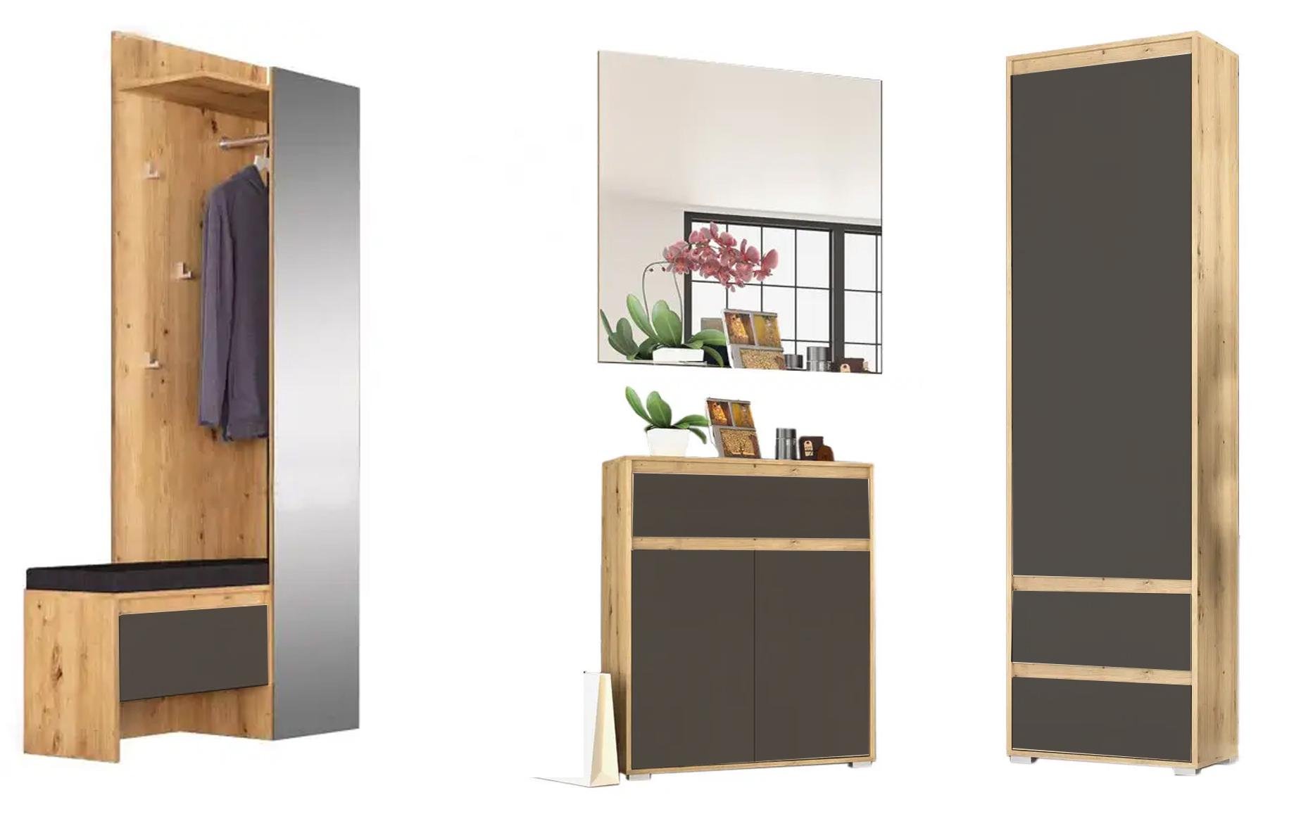 Комплект в прихожую Мебель Сервис Торино со шкафом Дуб Артизан/Серый