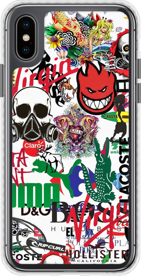 Чехол на iPhone XS Many different logos (4022pc-1583-42517)