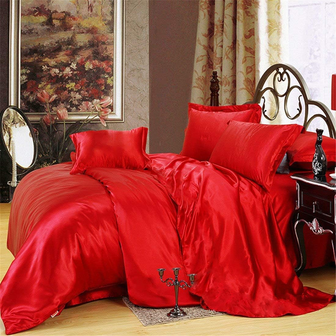 Комплект постільної білизни Moka Textile полуторний 2 наволочки 50х70 см/70х70 см Червоний (2392405719)