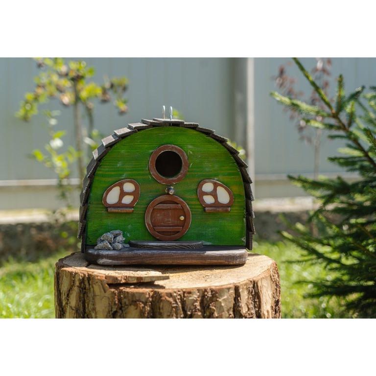 Скворечник Домик Хоббита из дерева обработанного масло-воском 31х23х25 см - фото 6