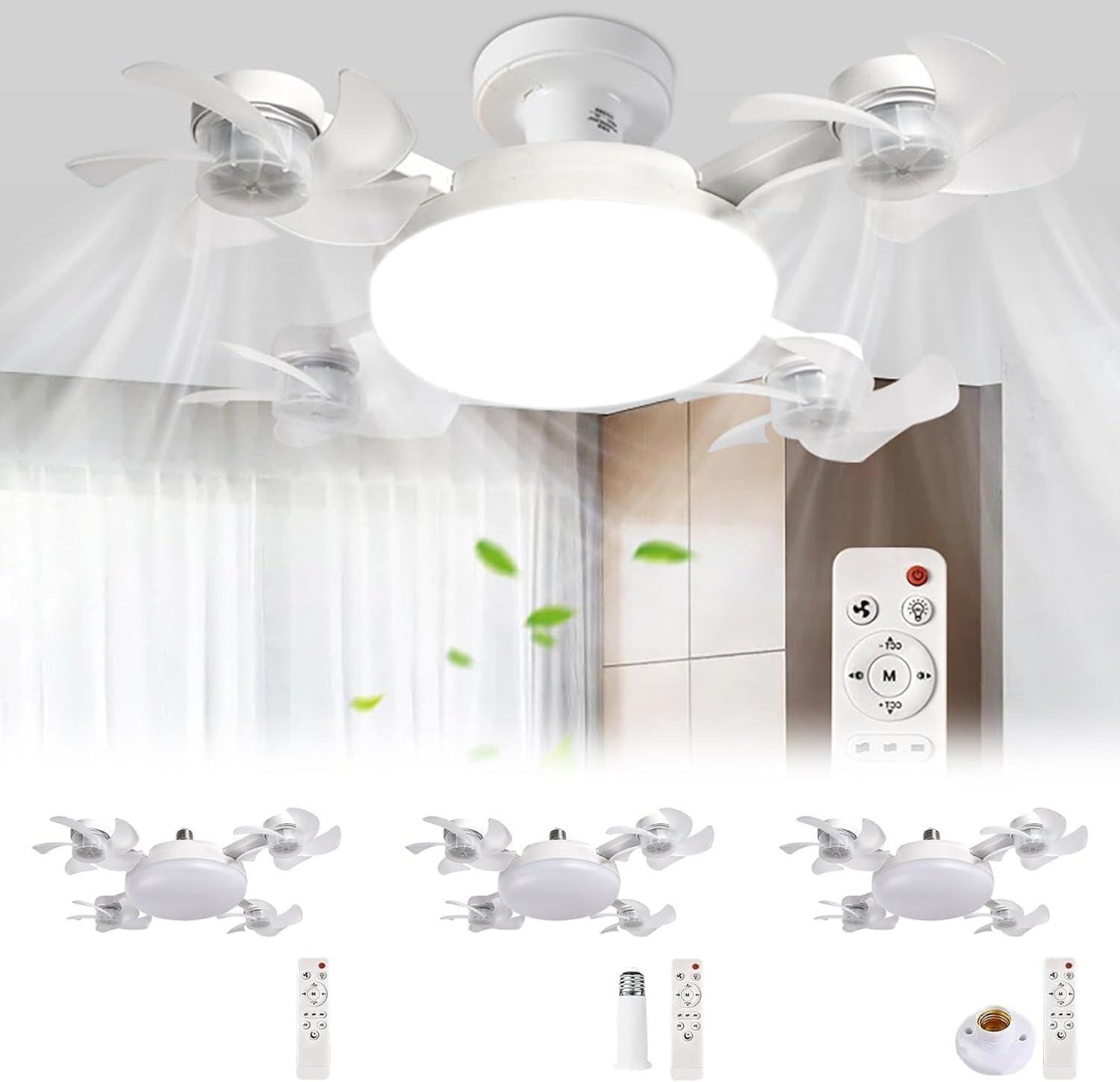 Лампа-вентилятор четверний з підсвічуванням стельовий з пультом Білий (33440) - фото 3 Лампа-вентилятор четверний з підсвічуванням стельовий з пультом Білий (33440) - фото 3