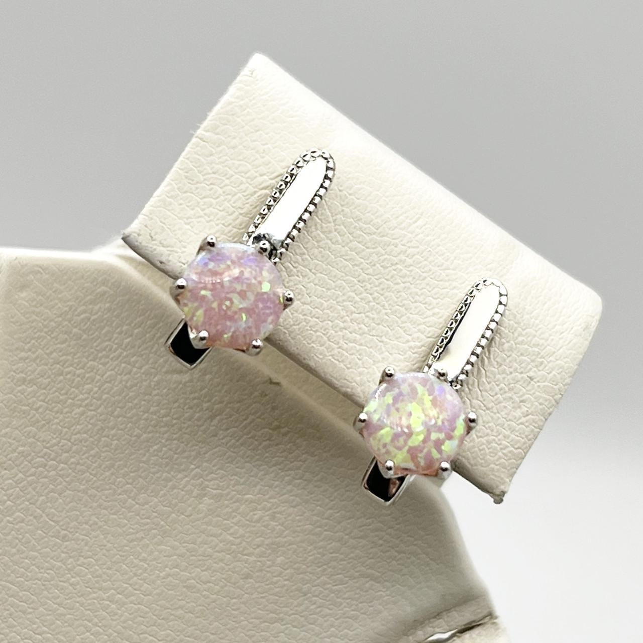 Серебряные серьги с розовым опалом 4,25 г (2480412608)