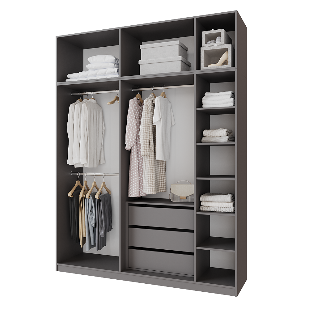 Шафа розпашна з тумбою та антресолью Меблітренд Чиназес Чита-2000.5 2000х500х2550 мм Графітовий/Білий (27707452) - фото 2 Шафа розпашна з тумбою та антресолью Меблітренд Чиназес Чита-2000.5 2000х500х2550 мм Графітовий/Білий (27707452) - фото 2