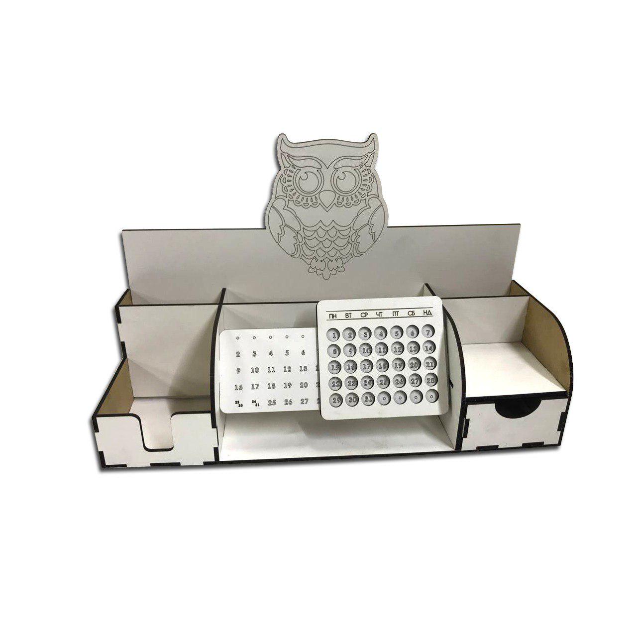 Подставка Сова для канцелярии из дерева (а214)