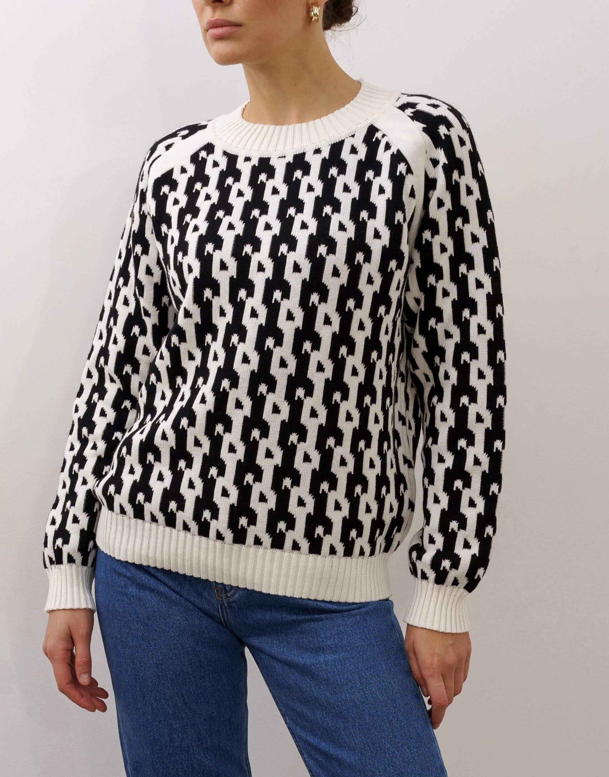 Светр Agatha жіночий J.D.WOOL молочний/чорний XS-S Светр Agatha жіночий J.D.WOOL молочний/чорний XS-S