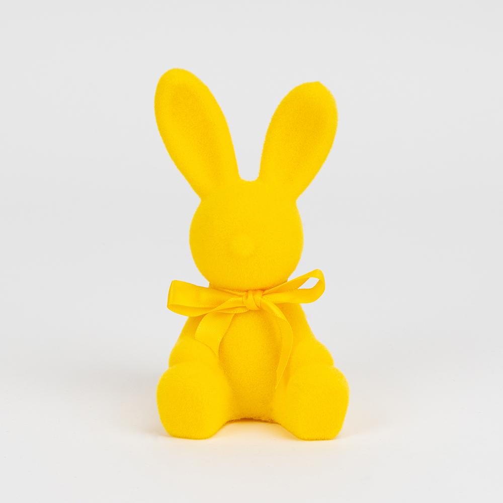 Фигурка флоковая Пасхальный кролик 15 см Желтый