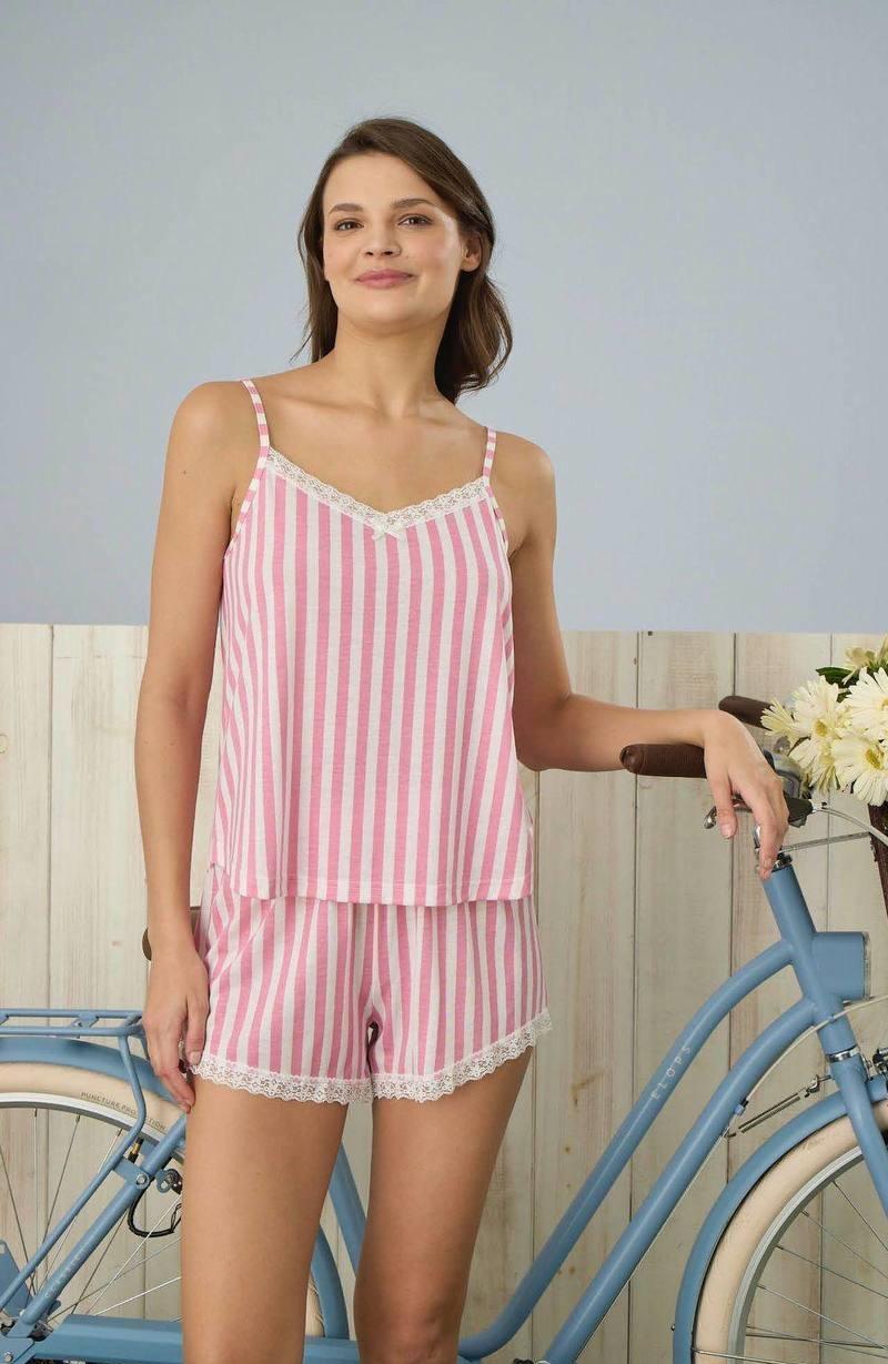 Пижама женская Bliss шорты/майка полоска 2XL Розовый (PJ2780-21)