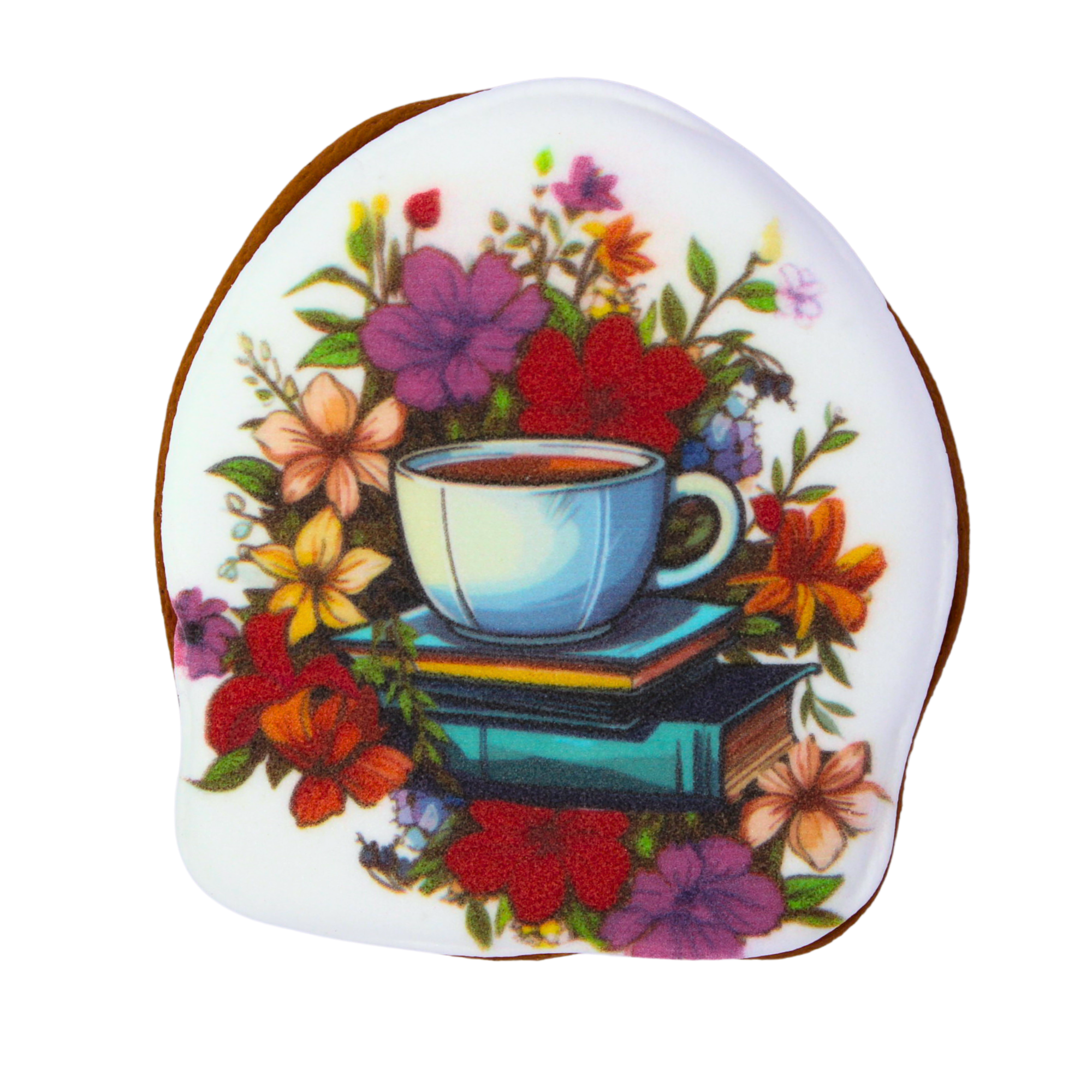 Пряник с принтом Крафт Печиво День Учителя Книги с цветами №1 45 г