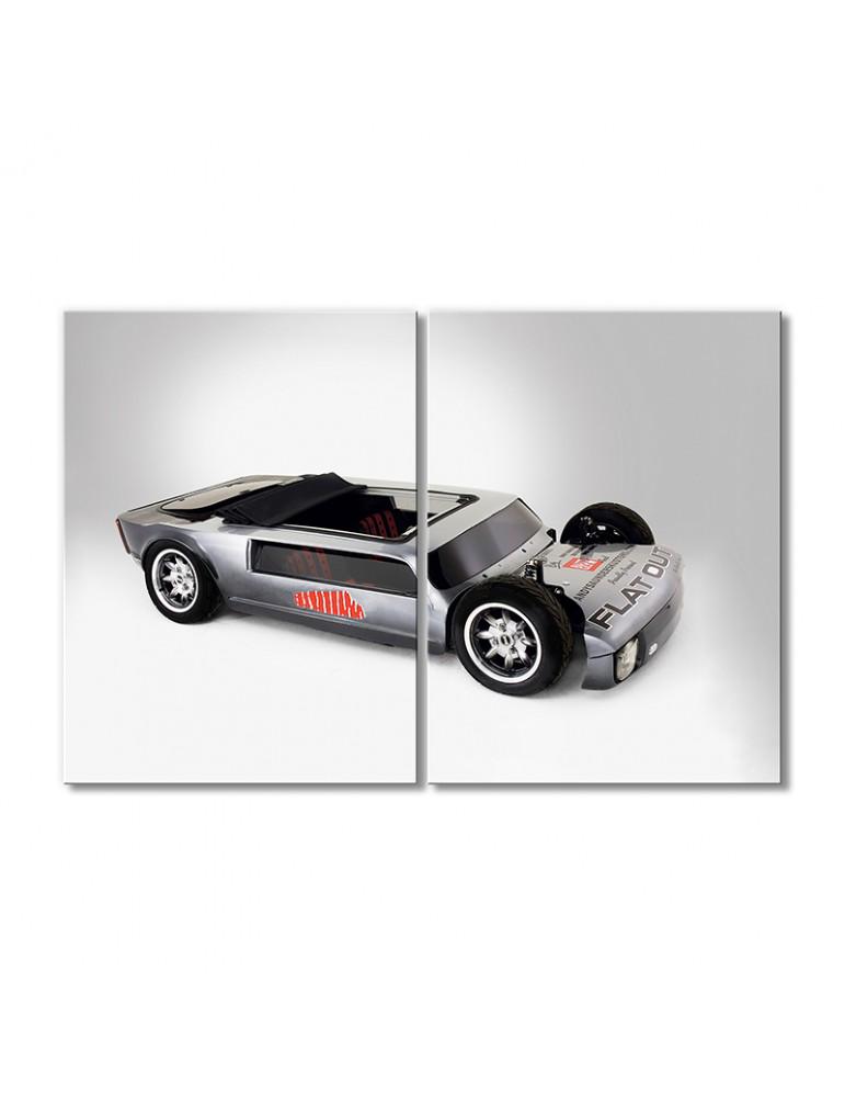 Картина модульная Серебристая низкая машина 2 модуля 60x90 см