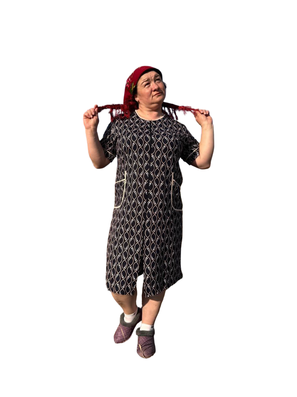 Халат женский летний на молнии 2XL Черный (Д-al-batal-25-002-03)