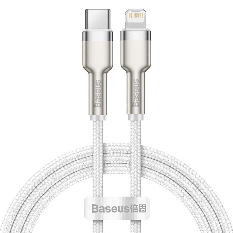 USB кабель BASEUS Type С на Lightning Cafule Series Metal Data Cable 20W PD 1 м White - фото 1