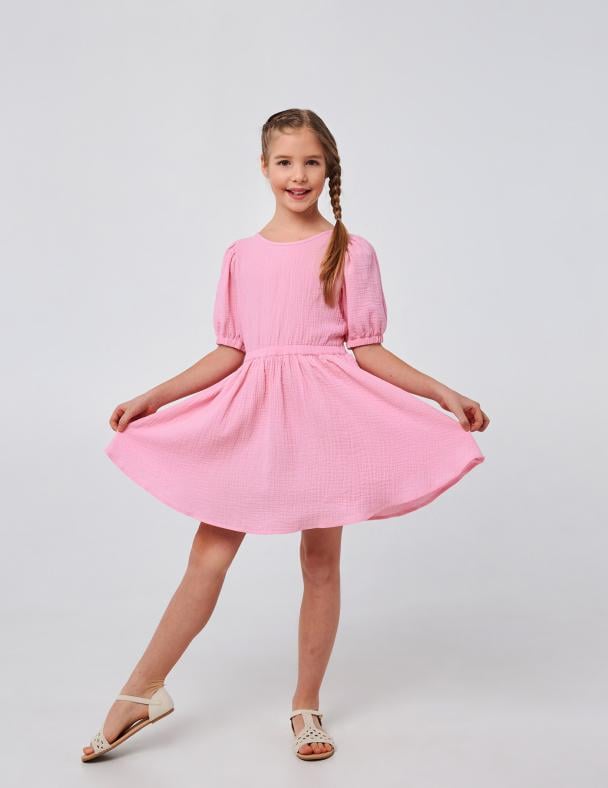 Платье для девочки Smil муслин 152 см Розовый (120384)