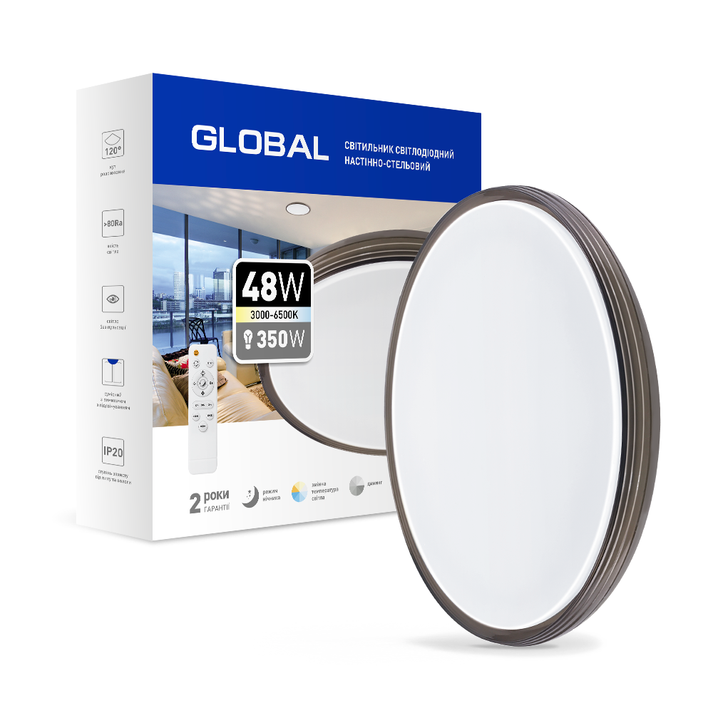 Настінно-стельовий світильник круглий Global Functional Light 48W 3000-6500K (27549238)