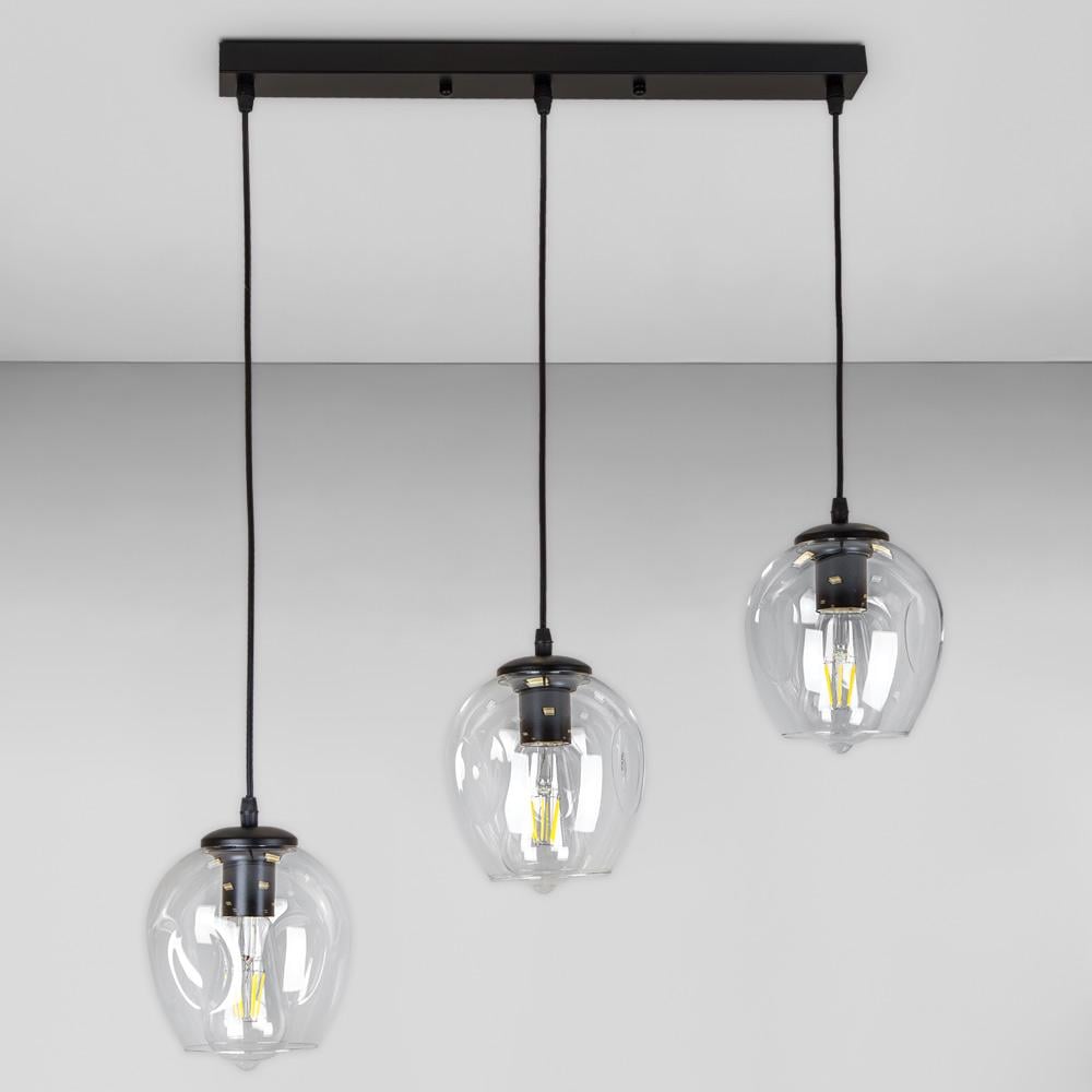 Люстра підвісна лофт Light House LS-17191F-3 BK/CL 500 Чорний/Прозорий