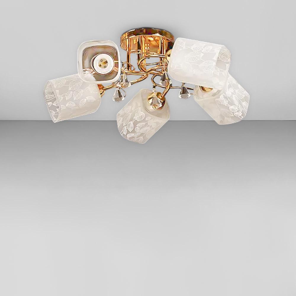 Люстра потолочная Light House SH-19181/5F FG H200 W500 Золотистый/Белый (78220)