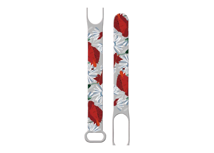 Ремешок MRK Красный мак для фитнес браслета Xiaomi Mi Band 6/5 силиконовый (017)