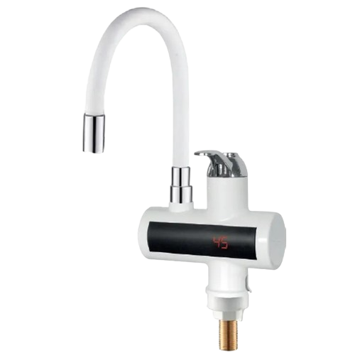 Проточный водонагреватель Zerix ELW21-EF с индикатором температуры силиконовый излив 3,3 кВт White (OL-ZX5858)