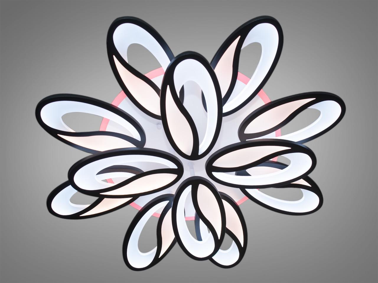 Люстра LED в зал з диммером 8090-8+4BK-LS 185W на 26 м2 Чорний (1716174288) - фото 4