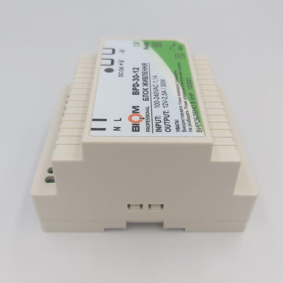 Блок живлення Biom на DIN-рейку TH35/ЕС35 BPD-30-12 30 W 2,5 A 12 V IP20 - фото 5