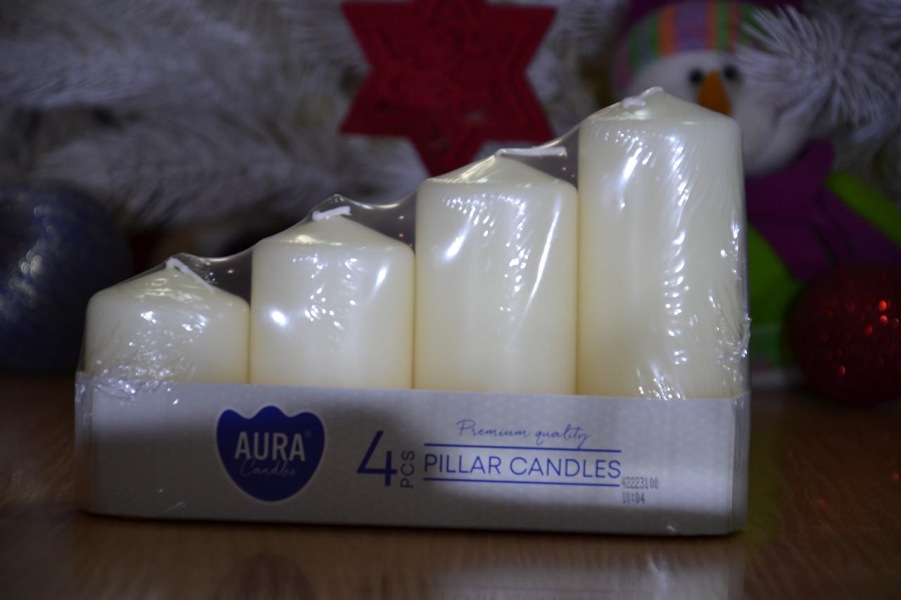 Набор свечей цилиндр Bispol Aura Candles 4 шт. Молочный (sw50/4-011) - фото 6