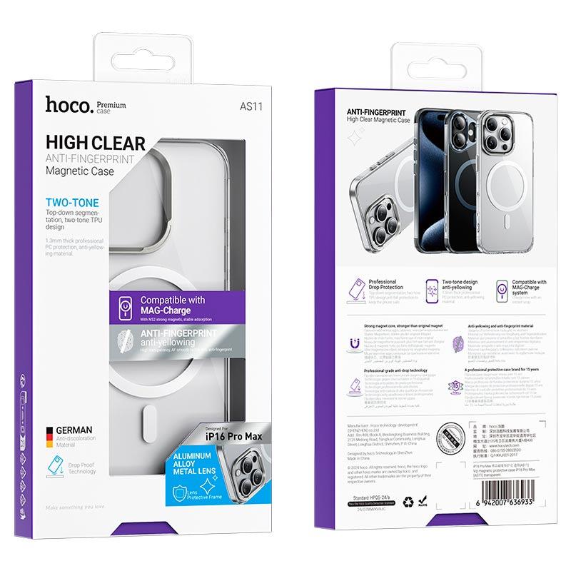 Чохол HOCO для iPhone 16 Pro Max (Vip Magnetic Protective Case AS11, прозорий) - фото 4 Чохол HOCO для iPhone 16 Pro Max (Vip Magnetic Protective Case AS11, прозорий) - фото 4