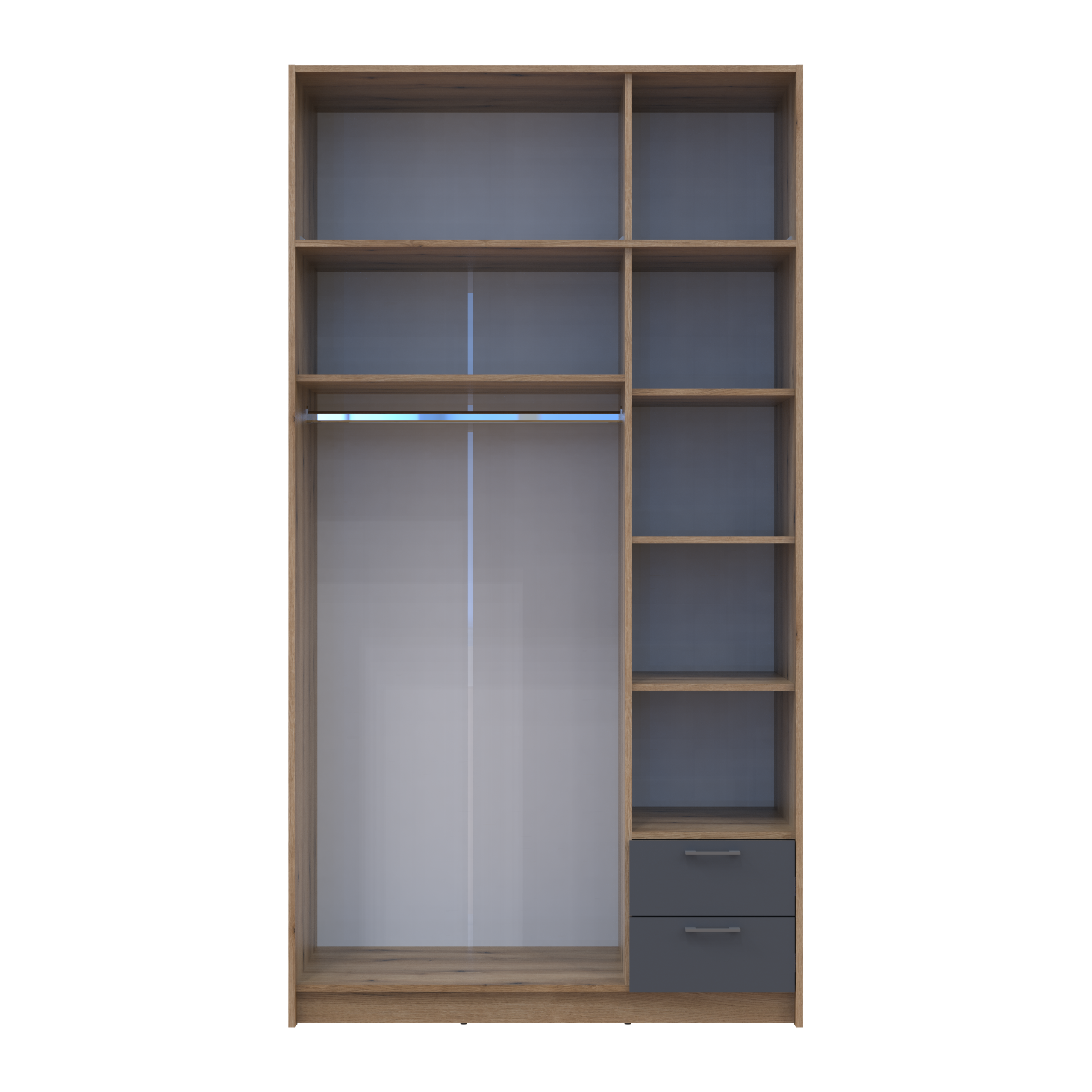 Шафа для одягу Ронді з антресолею 3 ДСП 121х52х236 см Дуб Артізан/Графітовий (80737818) - фото 5 Шафа для одягу Ронді з антресолею 3 ДСП 121х52х236 см Дуб Артізан/Графітовий (80737818) - фото 5