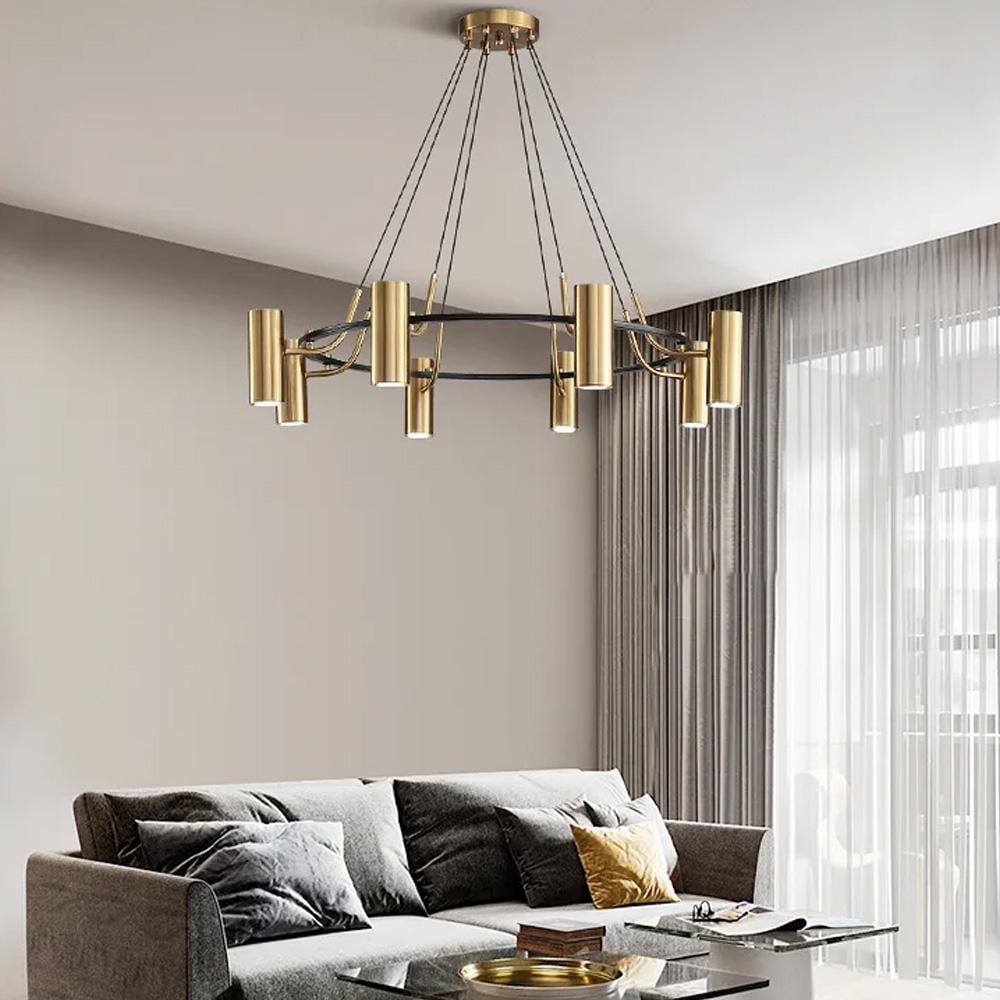 Люстра підвісна LightHouse LNF-17439/8 BK+AB цоколь GU10 Латунь