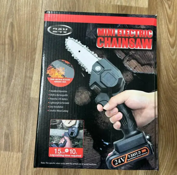 Пила мини аккумуляторная цепная Chainsaw F-278 для обрезки деревьев 24V - фото 6