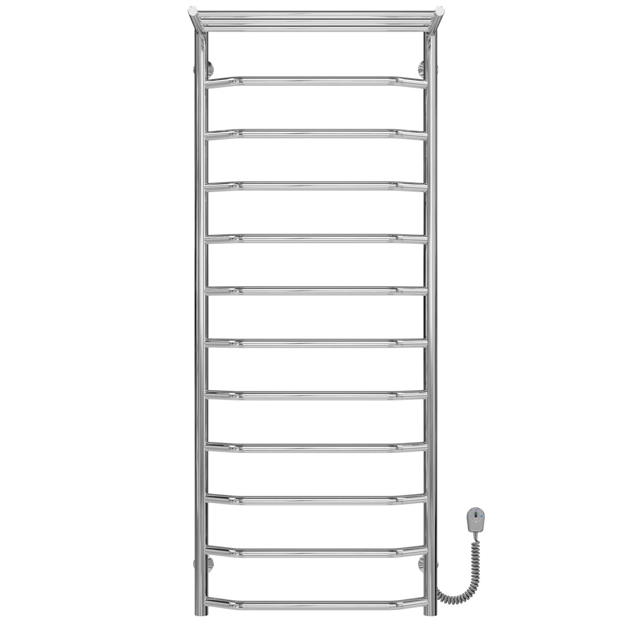 Полотенцесушитель электрический с полкой Deffi Трапеция П12 EF16 правое подключение нержавеющая сталь 500х1300 мм Хром (C.TP.130.50.12.ECR5)