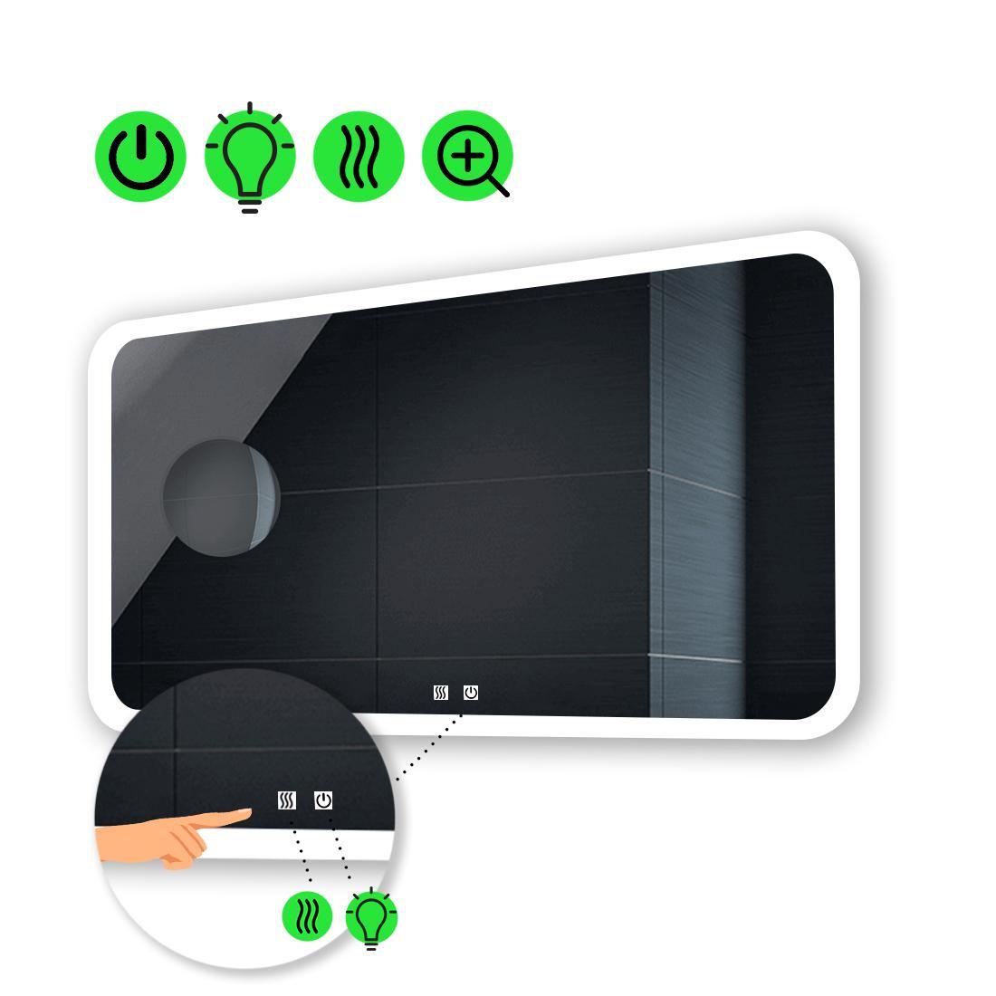 Зеркало с LED подсветкой Ahana с двумя сенсорами подогревом и линзой без подсветки 80x70 см (Ahanag57) Зеркало с LED подсветкой Ahana с двумя сенсорами подогревом и линзой без подсветки 80x70 см (Ahanag57)