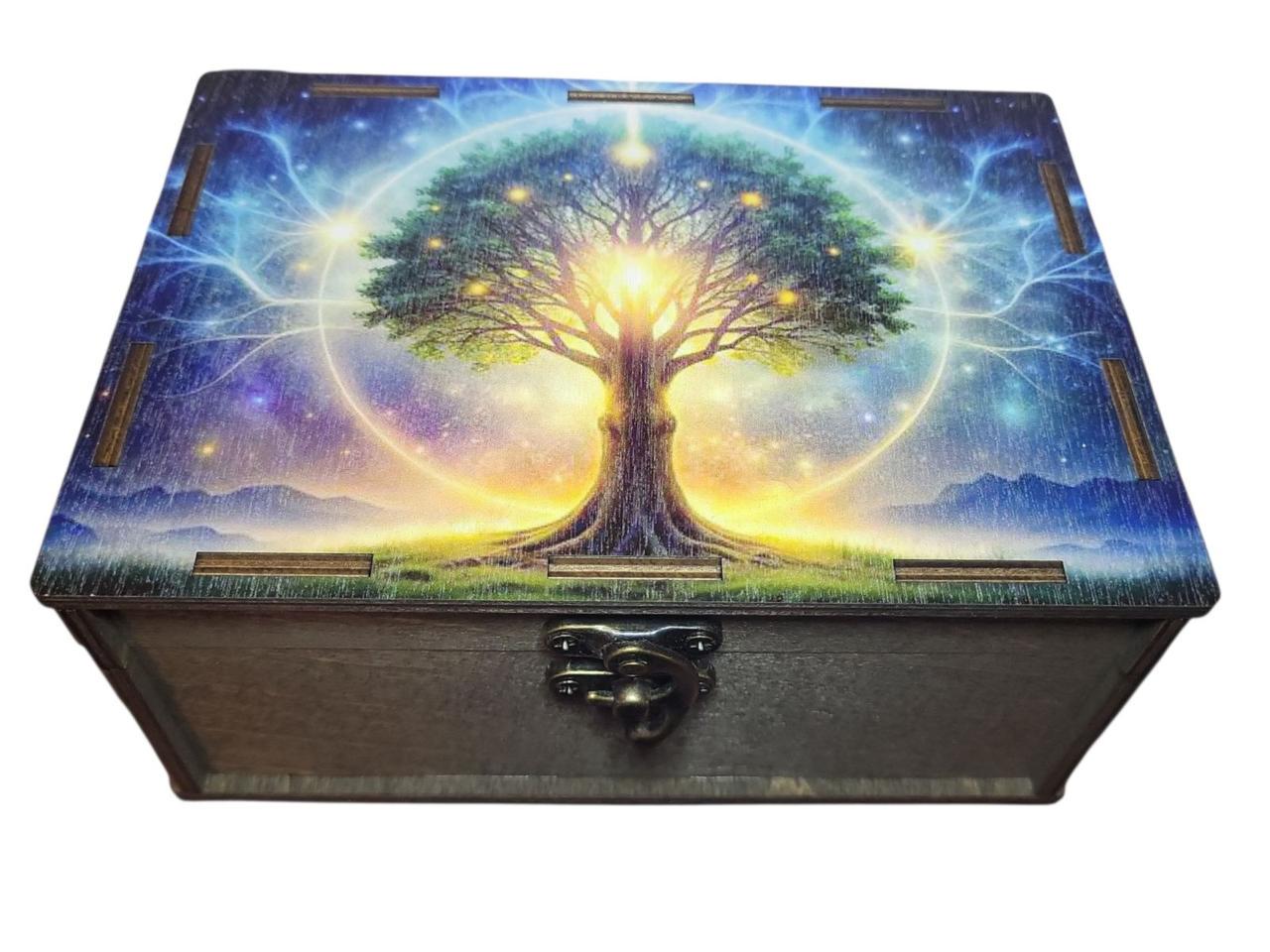Коробочка деревянная для карт таро Дерево жизни 17х12х7,6 см Коричневый