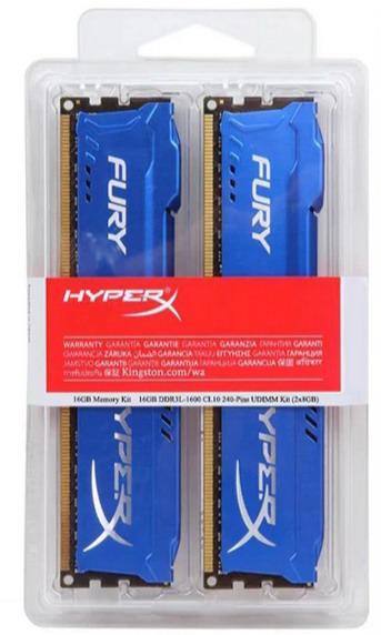 Пам'ять для настільних комп'ютерів HyperX Blue 16 GB 2x8 GB DDR3 1600 MHz FURY (HX316C10FK2/16)