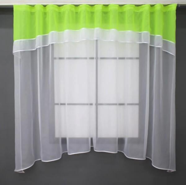 Гардина кухонная с аркой 280х170 см Белый/Неоново-салатовый (036к)