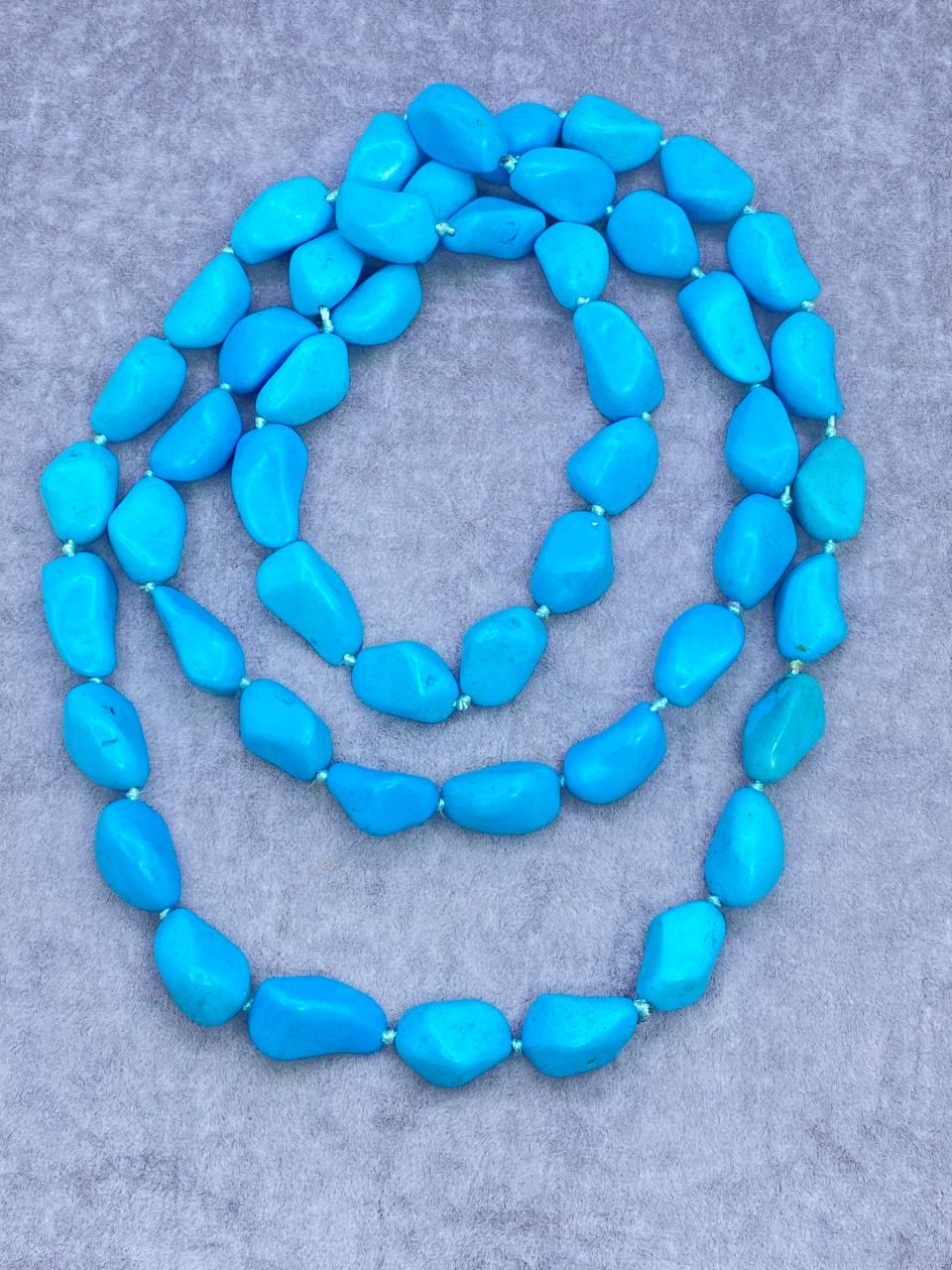 Бусы искусственная бирюза 116 см Голубой (1015)