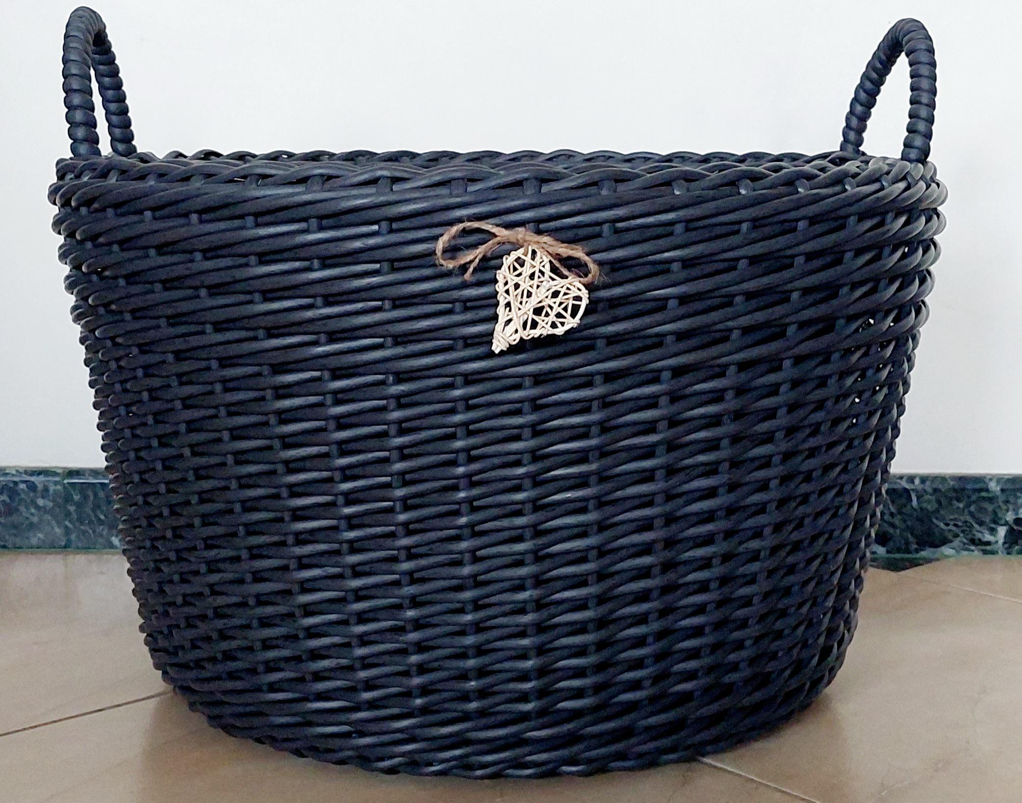 Дровница-корзина с ручками из искусственного ротанга ручной работы 65 л Графитовый (34005) - фото 2 Дровница-корзина с ручками из искусственного ротанга ручной работы 65 л Графитовый (34005) - фото 2