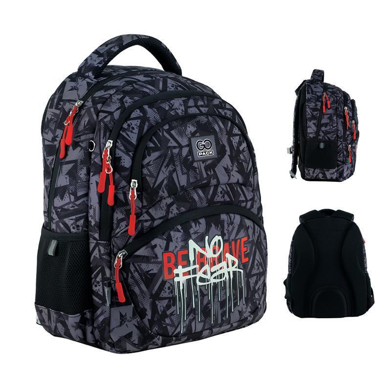 Рюкзак GoPack Education No Fear 39x29,5x12 см 17 л Серый (GO24-175M-9) - фото 7