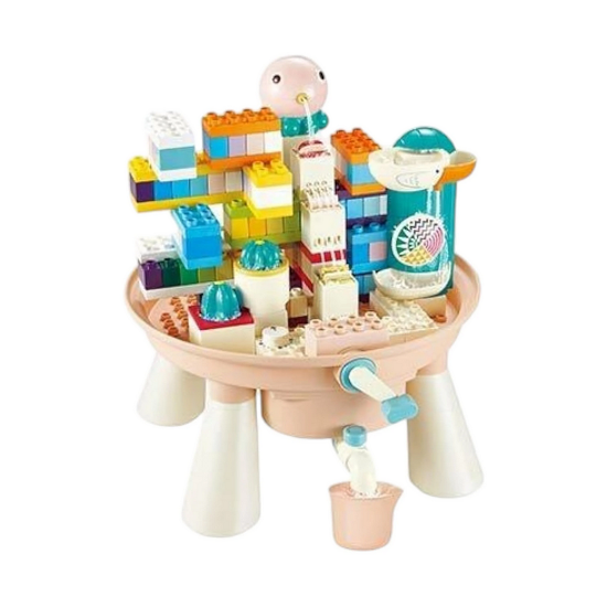 Конструктор с водяными игрушками и столик с антискользкими ножками 133 эл. (77017)