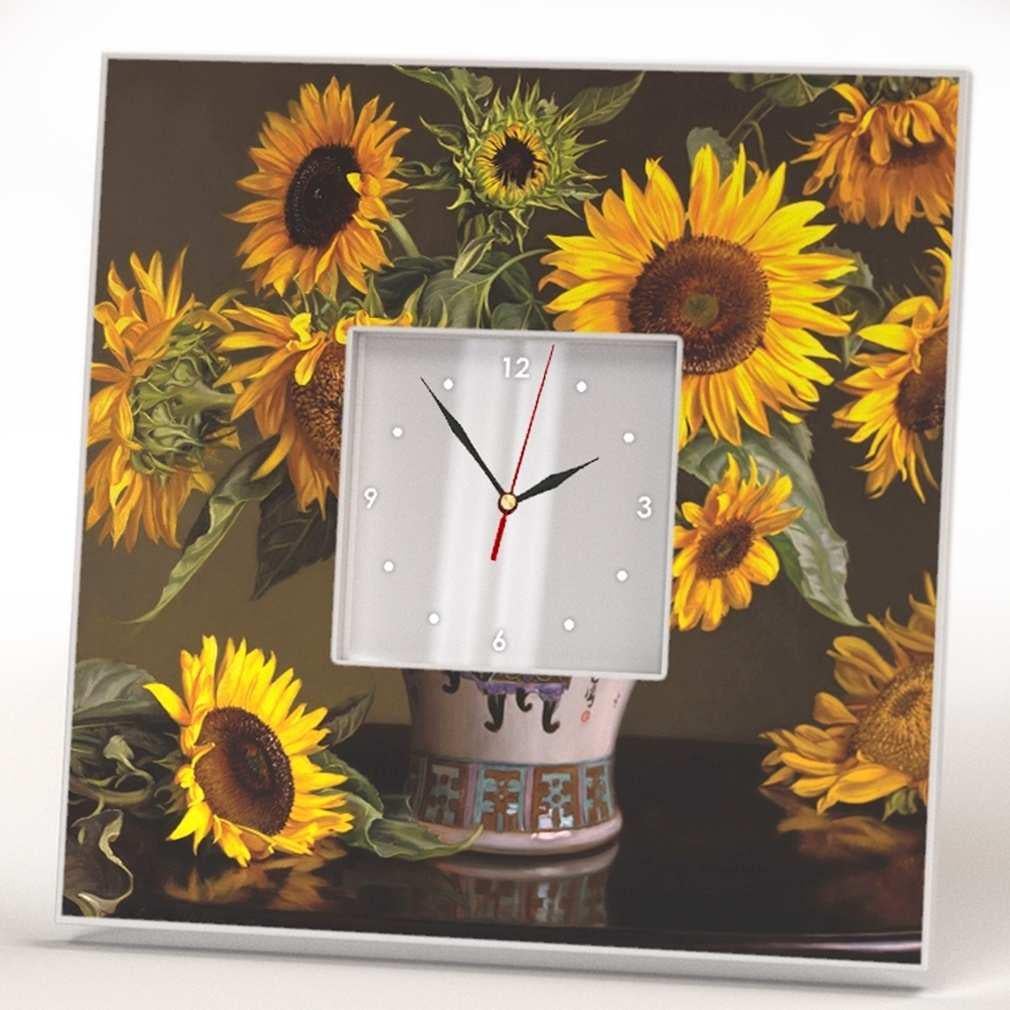 Часы настенные с рисунком WonderCloud подсолнухи 260x260 мм (C00702)