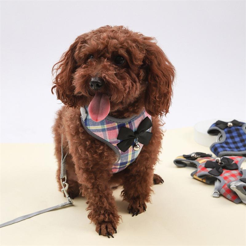 Шлея для собак с поводком с бабочкой и колокольчиком L 10-16 кг Розовый (1M1772) - фото 2 Шлея для собак с поводком с бабочкой и колокольчиком L 10-16 кг Розовый (1M1772) - фото 2