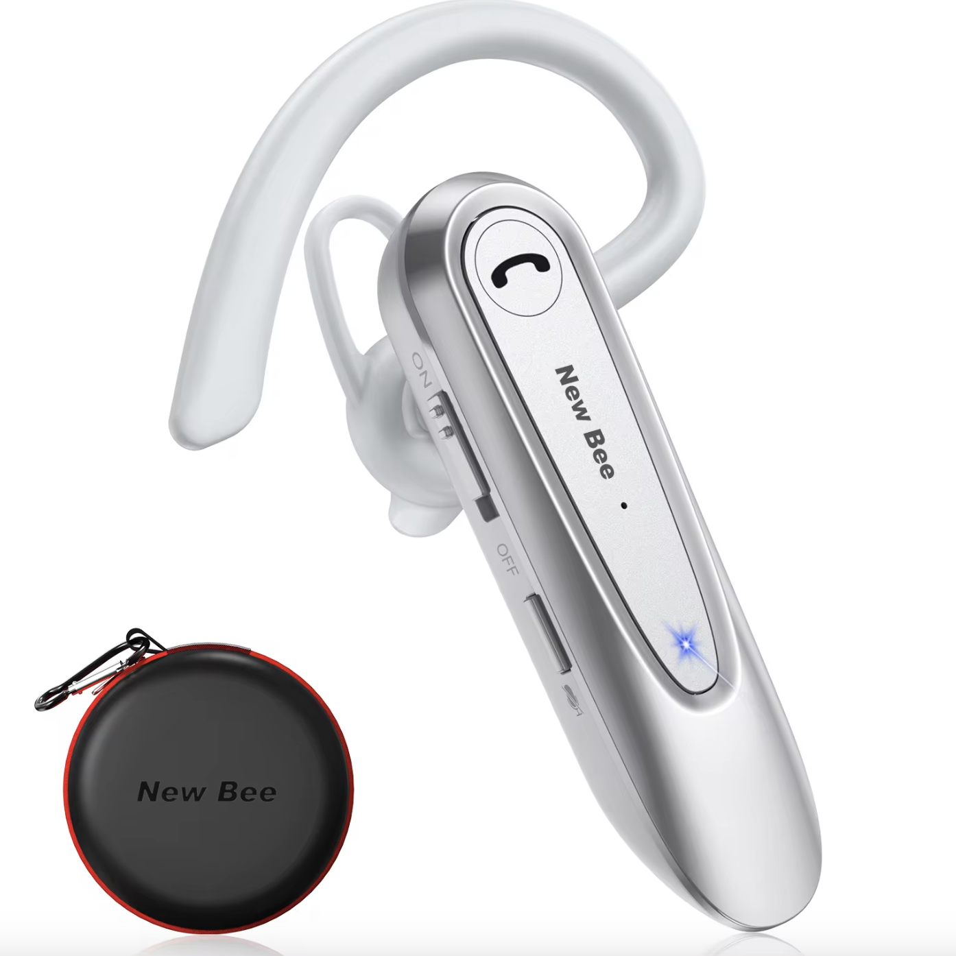 Гарнитура New Bee bluetooth LC-B45 с шумопоглощением и чехлом White - фото 1