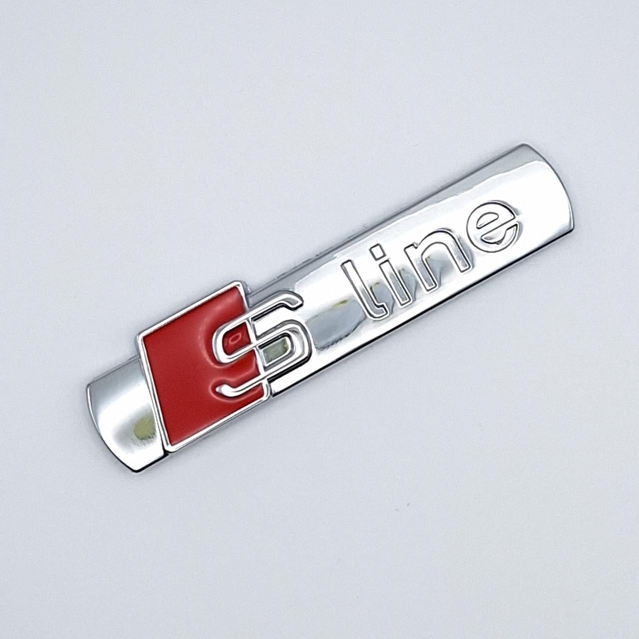 Эмблема Audi S-line на переднее крыло 72х17 мм Хром глянцевый (1655907752)