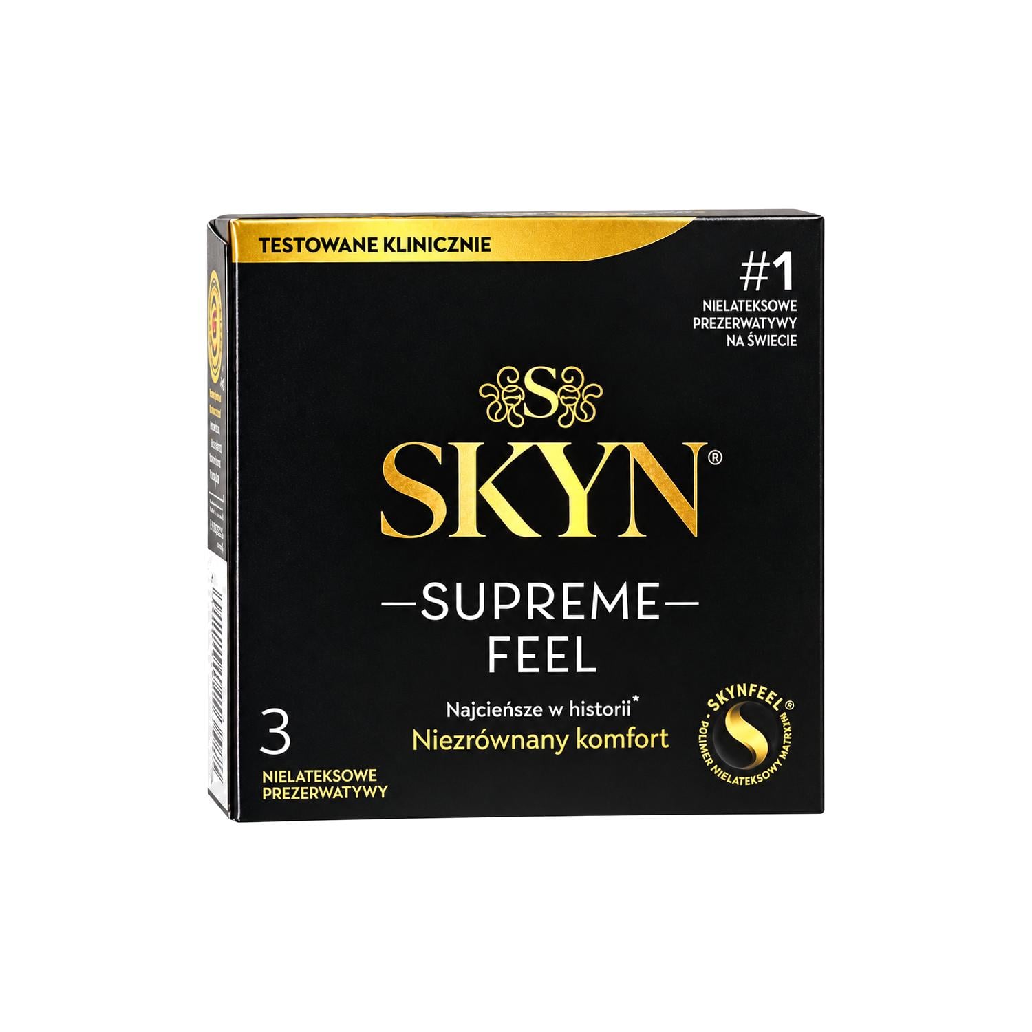 Презервативы ультратонкие безлатексные SKYN Supreme Feel полиизопреновые 53 мм гладкие с водно-силиконовой смазкой 3 шт. (3187896804)