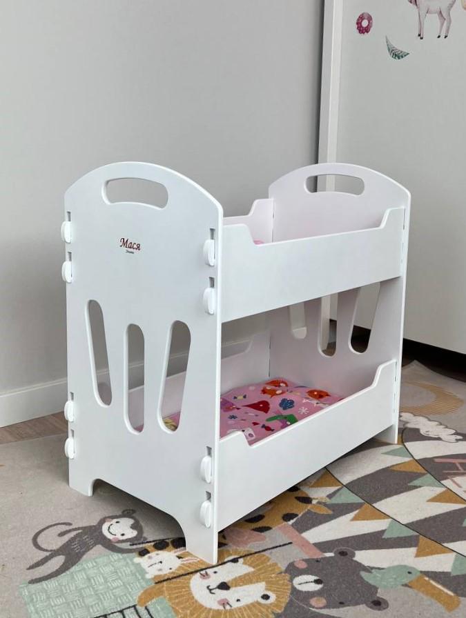 Двухъярусная игрушечная кроватка с постельным бельем Белый