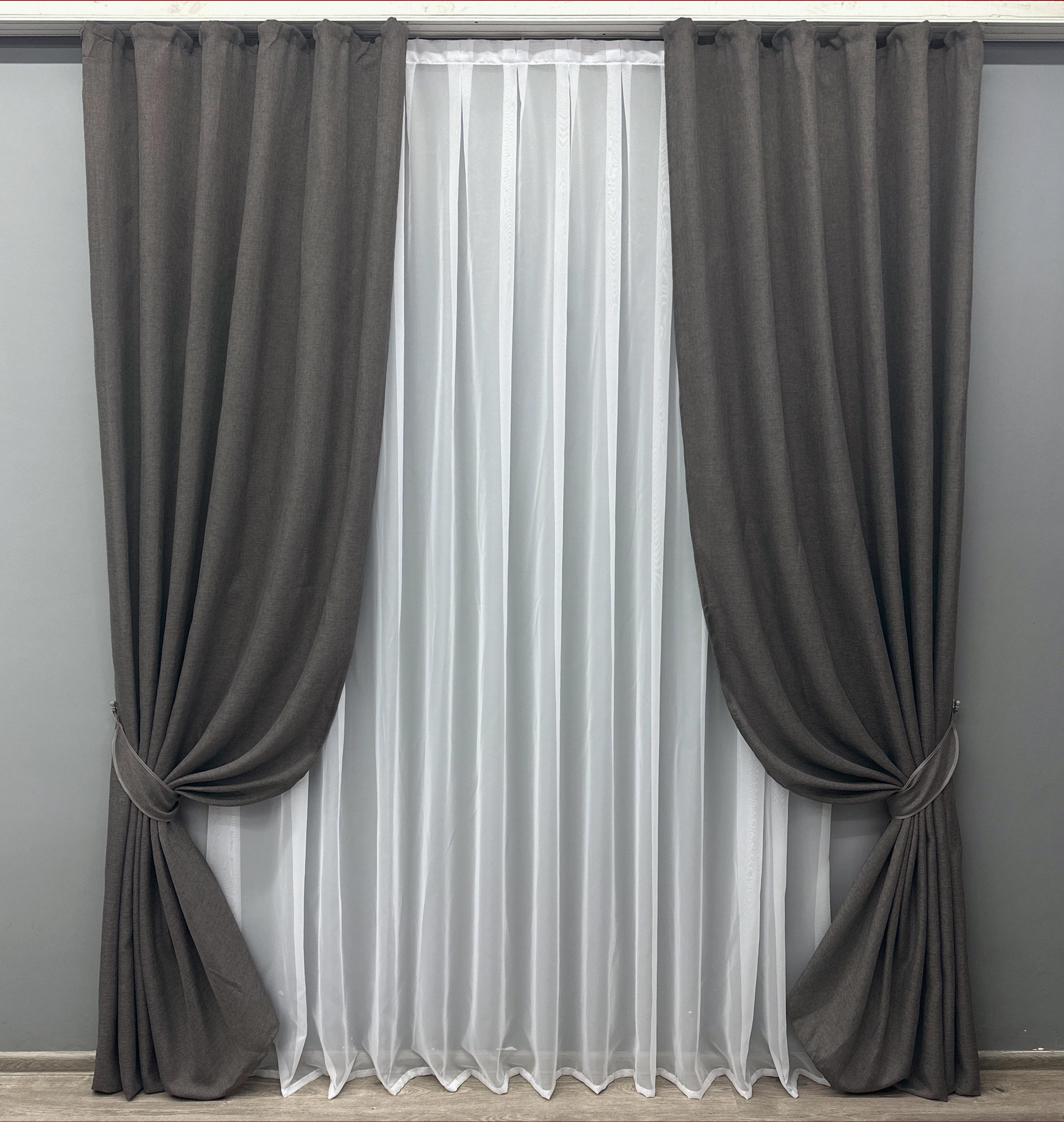 Комплект штор VR-Textil №1140ш 150х285 см 2 шт. Графитовый (33-0633)