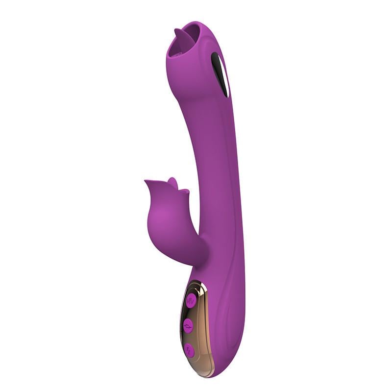 Вибратор с электростимуляцией и язычком USB Фиолетовый (purple_OL-SX98)