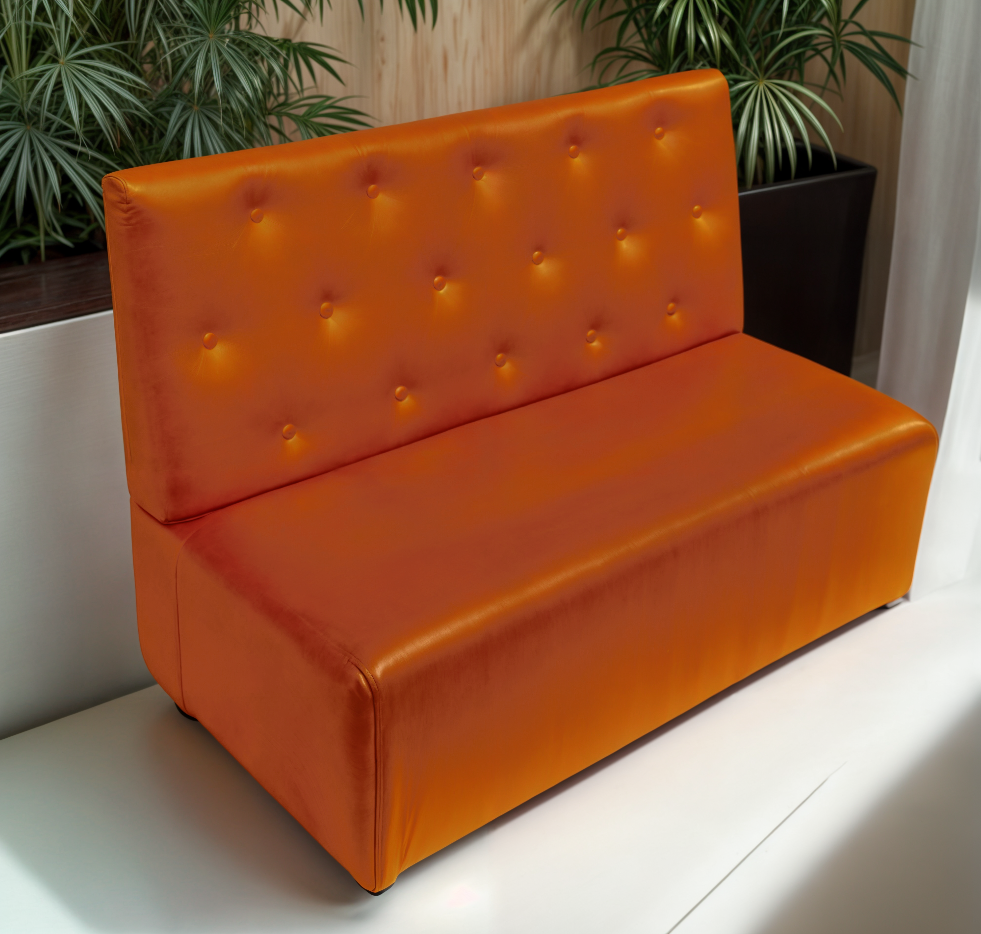 Диван для кафе Tobi Sho Бостон з високою спинкою та гудзиками 1000x630x850 мм шкірозамінник Помаранчевий (2218)