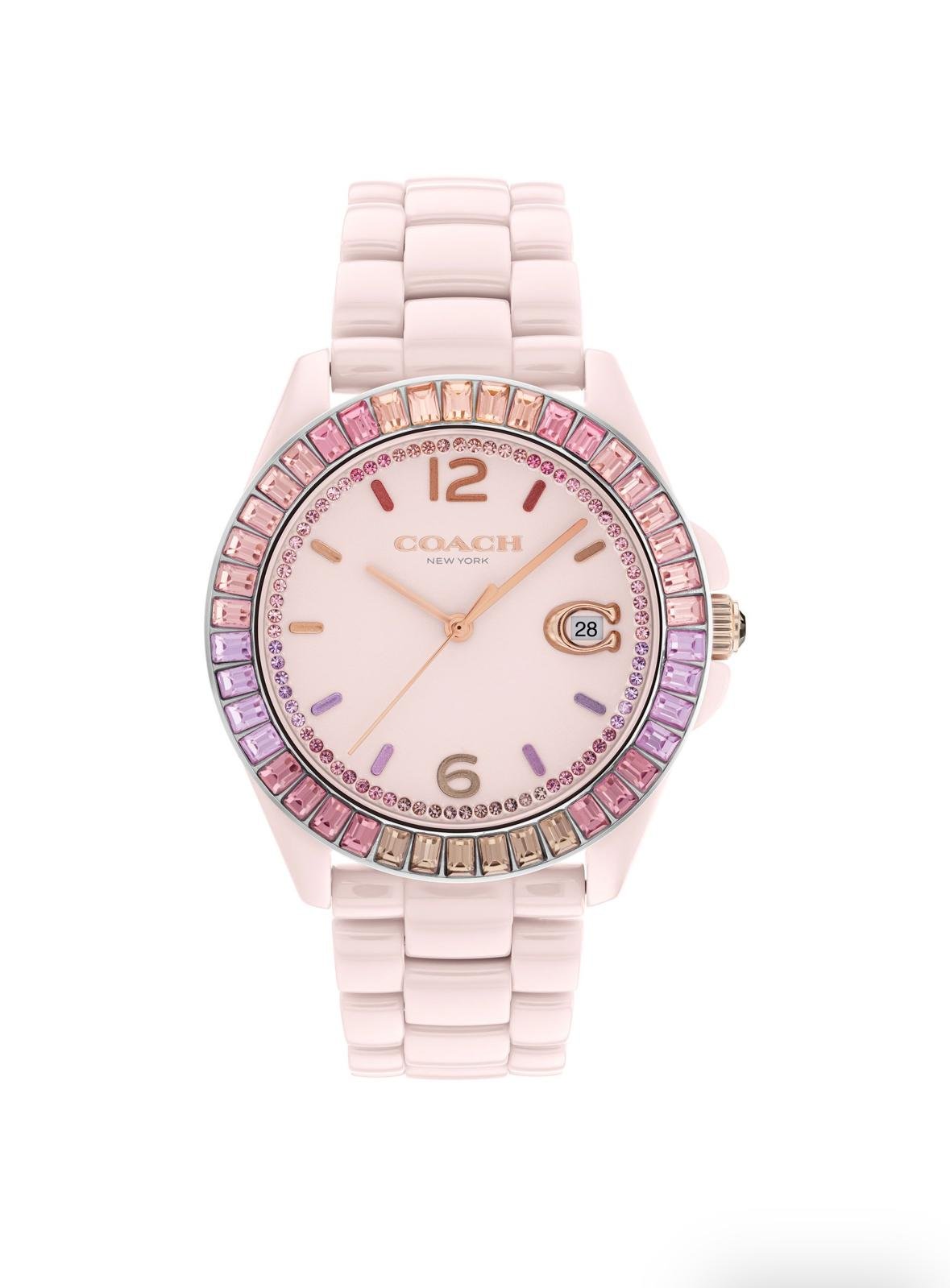 Часы женские Coach Greyson Ombré Crystal Accents and Pink Ceramic Bracelet Watch 14504020 (4100977)
