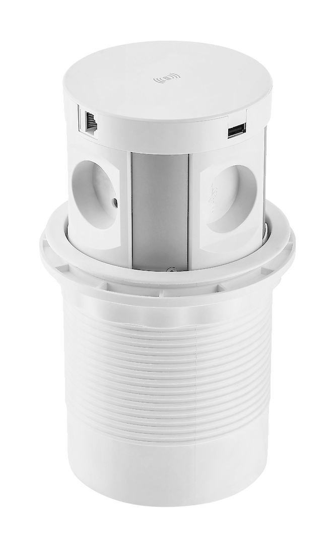 Розетка встроенная GTV COMFORT PLUS вертикальная на 4 вилки 2 USB индукционная зарядка 5W Белый (011217)